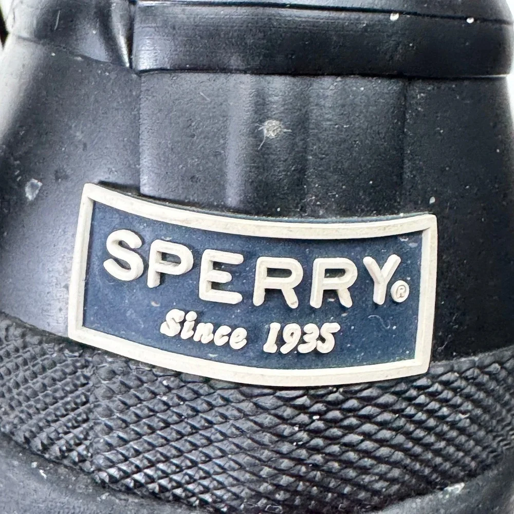 Sperry Saltwater Duck Boots Womens 7 Black Quilted Waterproof Rain‎ STS83693